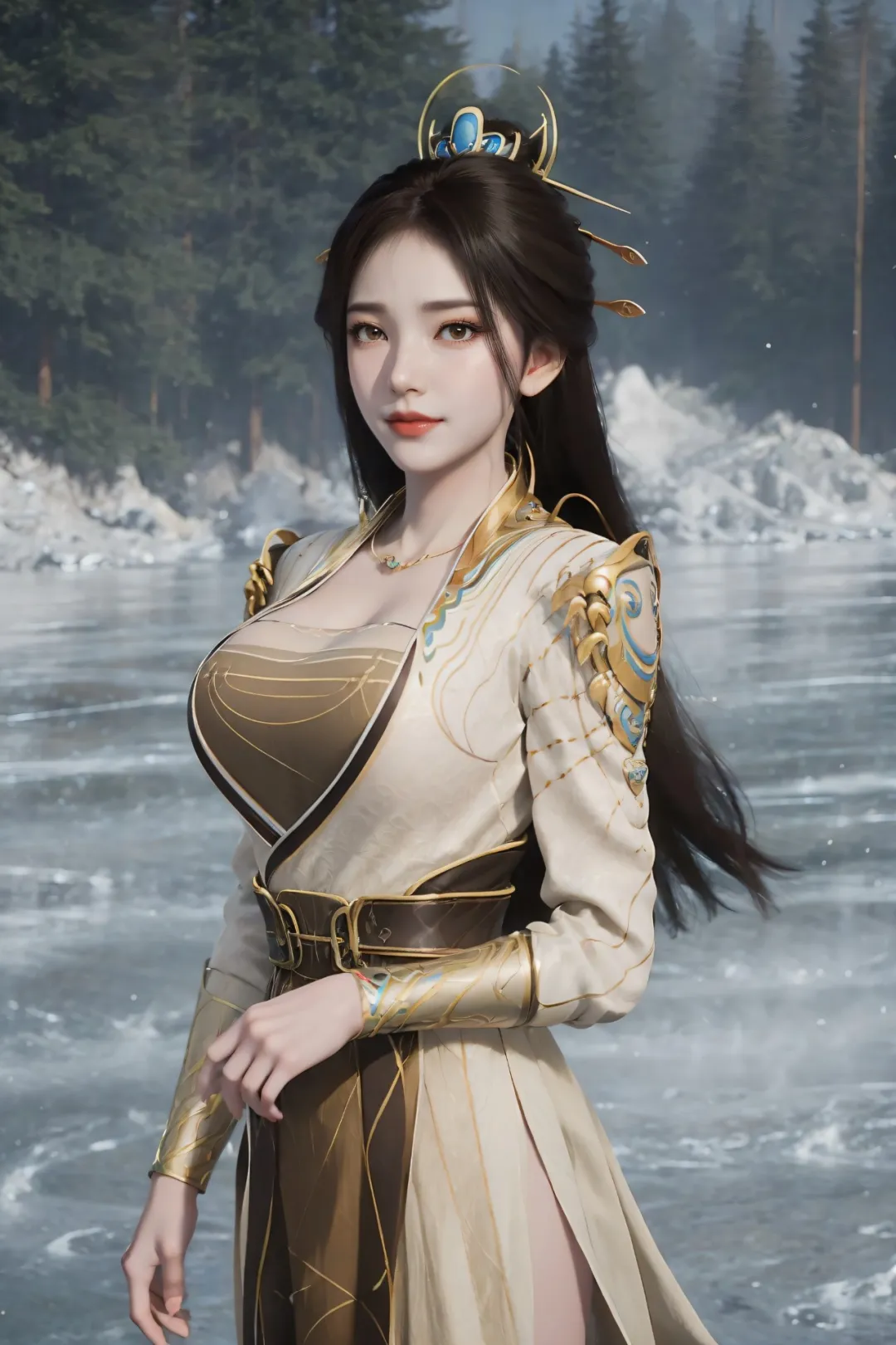 冰雪覆地步如风，凤羽轻扬傲苍穹，这女的身材绝了