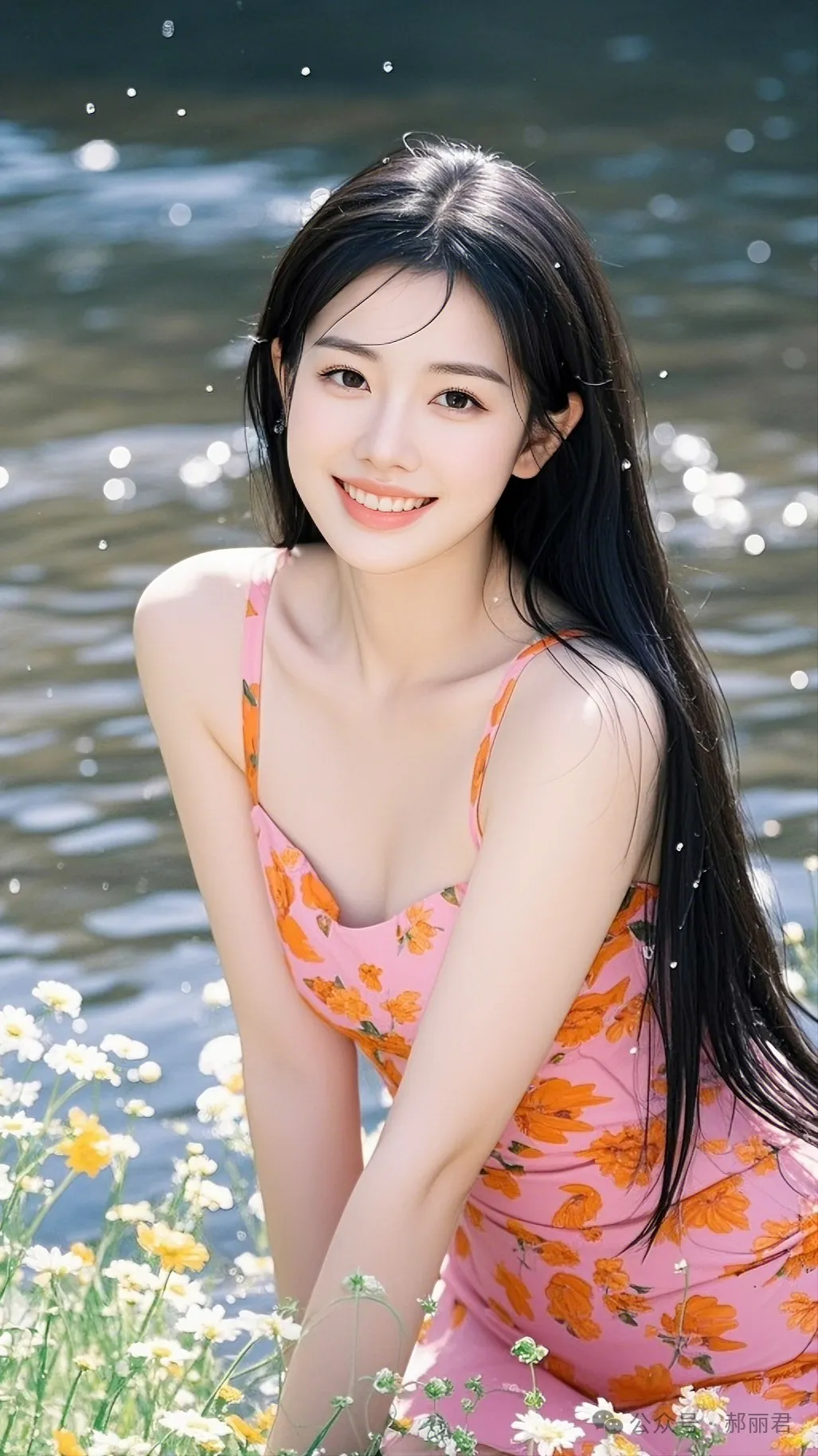 水岸戏水的美女 第12张