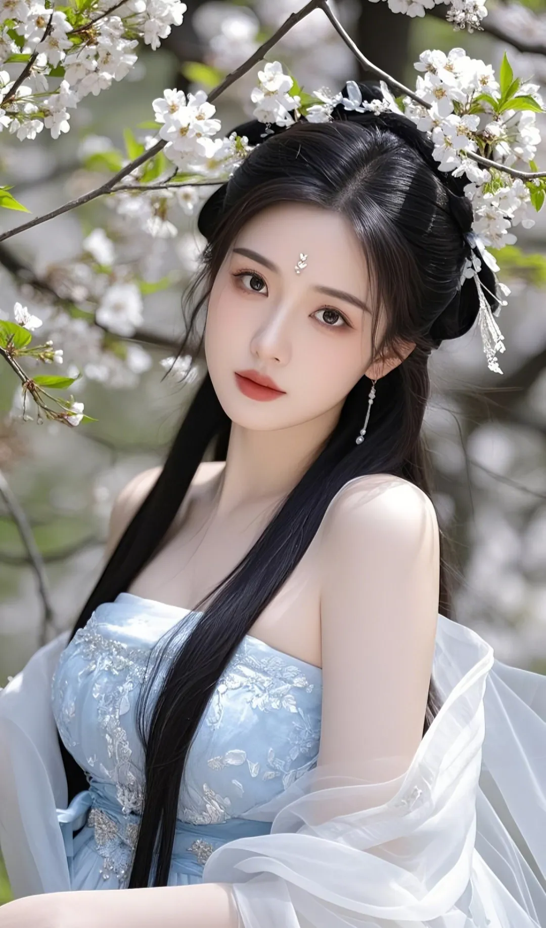 美人图片||花间美人，温婉如玉