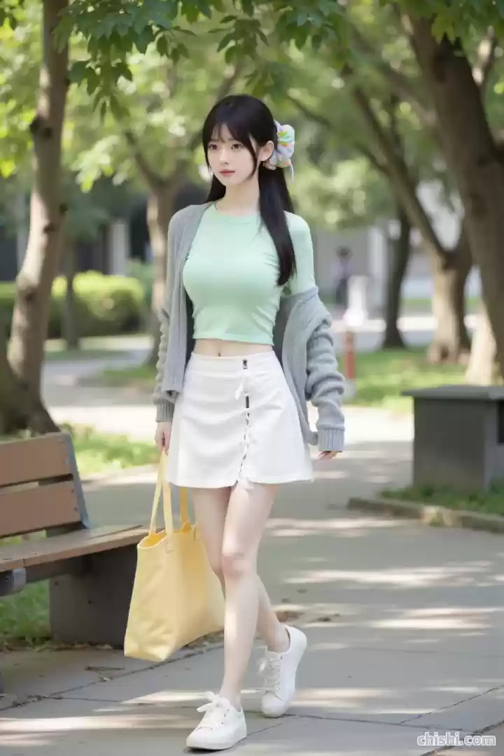 女大学生穿薄荷绿卫衣配A字裙，清纯甜美，元气满满 第2张