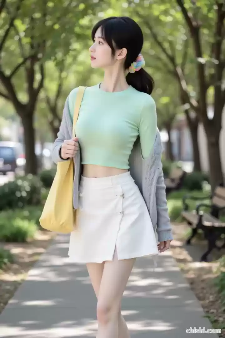 女大学生穿薄荷绿卫衣配A字裙，清纯甜美，元气满满 第3张