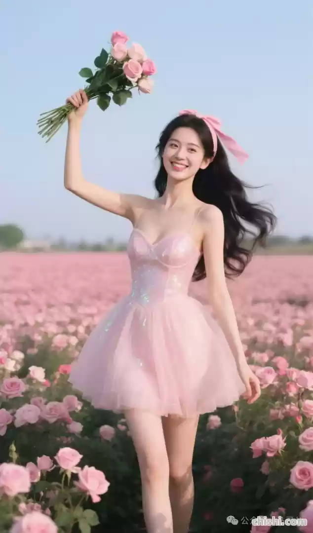粉色花海里娇俏可人的粉色系美女 第10张